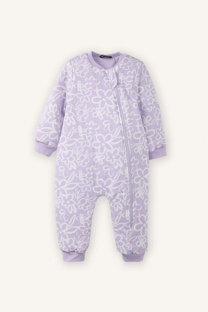 DeFacto Purple BabyGirl Baby Girl 1.6 Tog Fiber Patterned Jumpsuit Casual - Image 1